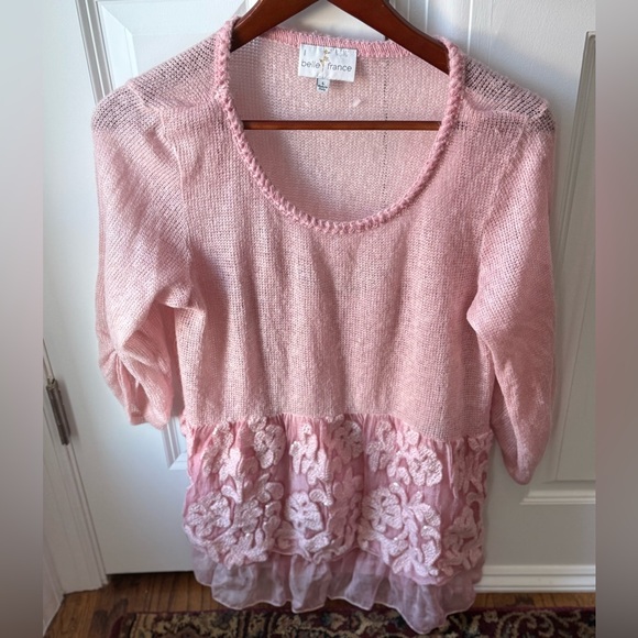 Bella France Pink Embroidered Sweater Sz L - Picture 12 of 13